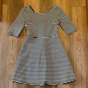 Pixley Size M Black and White Stripe Dress 3/4 Sleeve Short A Line Dress